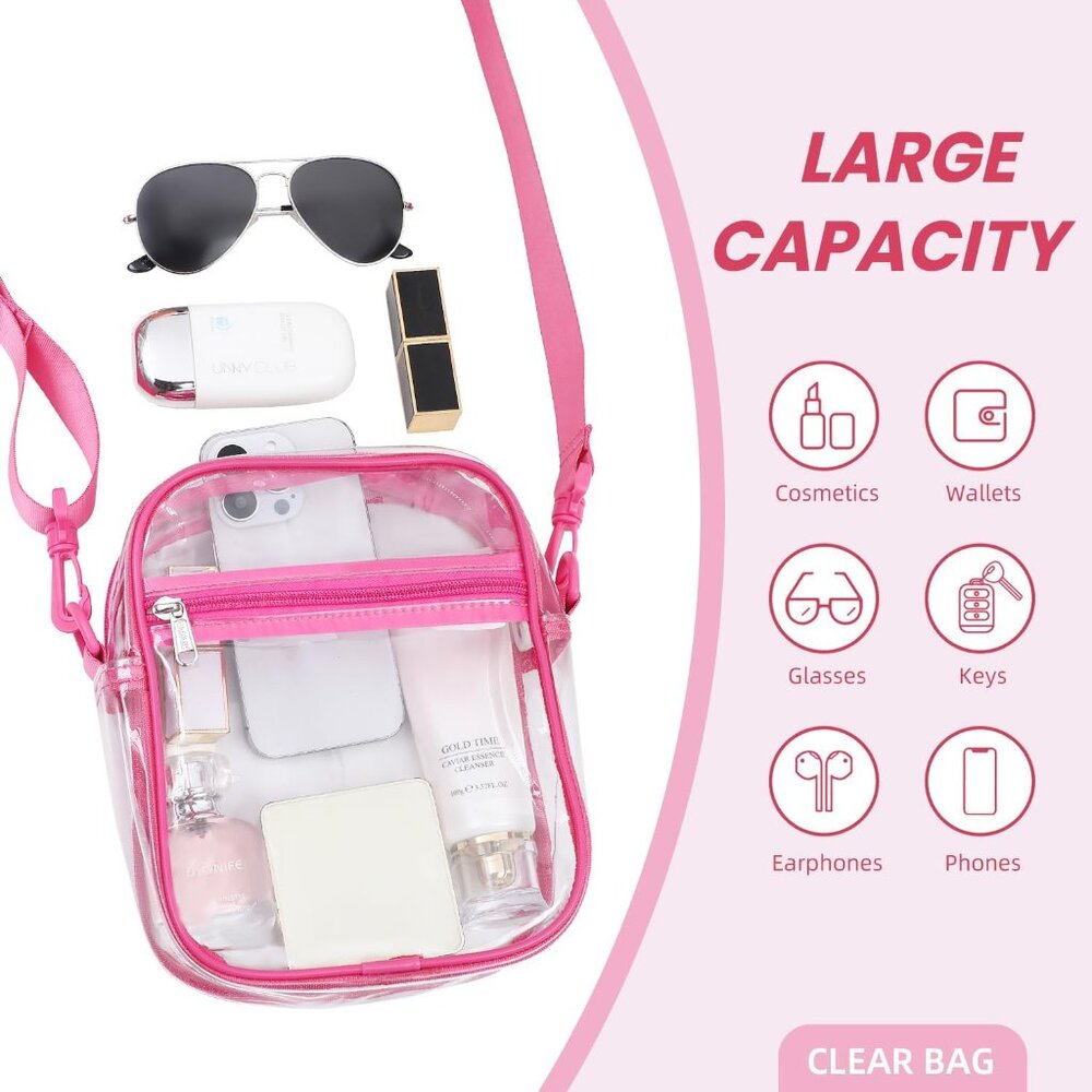 Clear Bag Stadium Approved Crossbody Shoulder Messenger Clear Purse with Adjusta - Picture 4 of 6